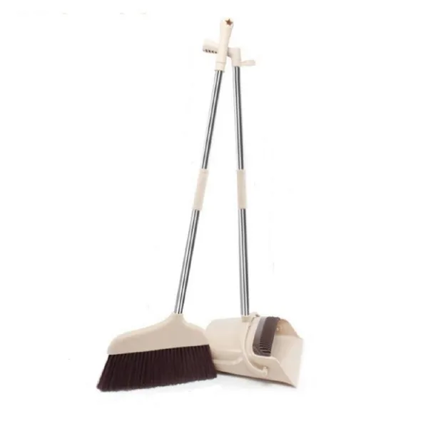 Beige_Long_Handled_Dust_Pan_-_Stand_Up_Design_-_Accommodates_Any_Broom/Hand_Brush-Broom_And_Dustpan_Treelen_With_Dust_Pan_With_Long_Handle_Combo-Free_Broom_Holder_For_Home/Lobby/Shop/Office