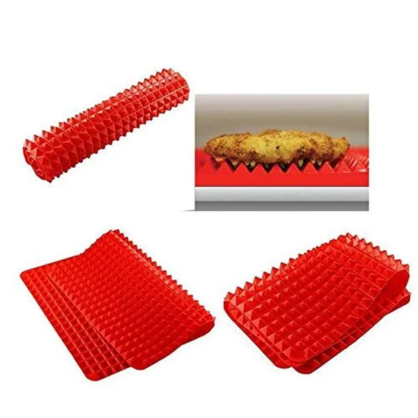 Red_1Pcs_Pyramid_Pan_Non-Stick_Silicone_Baking_Mat_Mould_Cooking_Mat_Oven_Baking_Tray_Silicone_Grill_Mat_Pyramid_Multi-Function_Baking_Pan_Microwave_Oven_Pad_39X28.5Cm