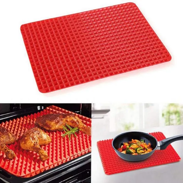 Red_1Pcs_Pyramid_Pan_Non-Stick_Silicone_Baking_Mat_Mould_Cooking_Mat_Oven_Baking_Tray_Silicone_Grill_Mat_Pyramid_Multi-Function_Baking_Pan_Microwave_Oven_Pad_39X28.5Cm