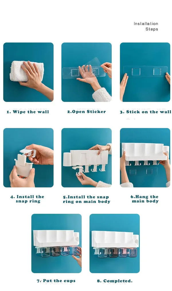 White_Wall_Mountable_Durable_And_Stable_Plastic_Toothbrush_Holder_With_4_Slots_For_Keeping_Toothpaste,_Comb,_Cream,_Lotion_&_Soap_(4_Slot)