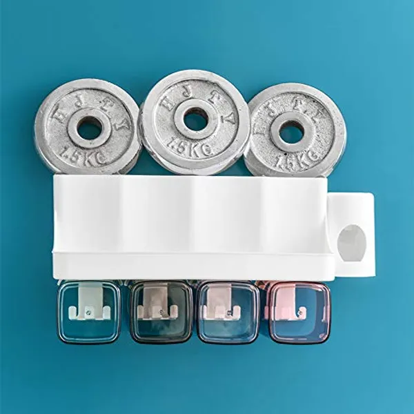 White_Wall_Mountable_Durable_And_Stable_Plastic_Toothbrush_Holder_With_4_Slots_For_Keeping_Toothpaste,_Comb,_Cream,_Lotion_&_Soap_(4_Slot)
