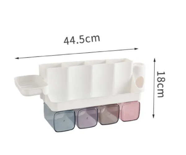 White_Wall_Mountable_Durable_And_Stable_Plastic_Toothbrush_Holder_With_4_Slots_For_Keeping_Toothpaste,_Comb,_Cream,_Lotion_&_Soap_(4_Slot)