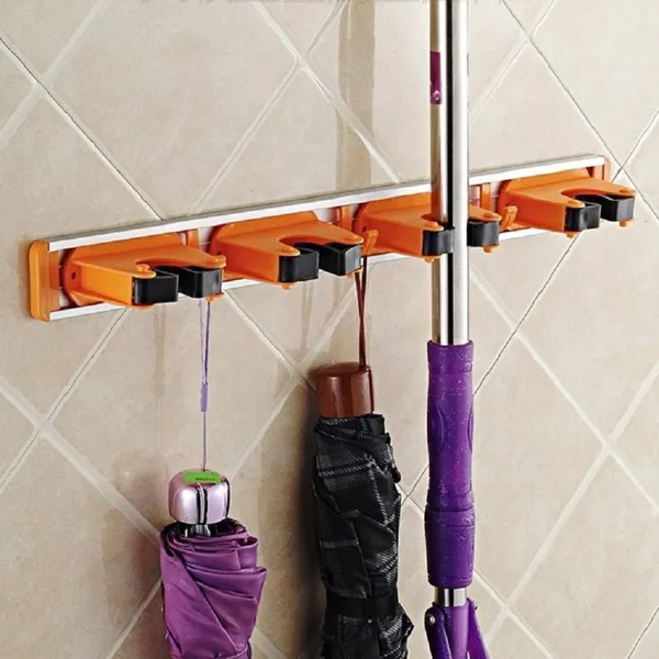 Orange_Mop_Holder_And_Broom_Holder,_4_Slot_Position_With_5_Hooks_Garage_Storage_Holder_Wall_Mounted,Material-Aluminum_(Style-2)