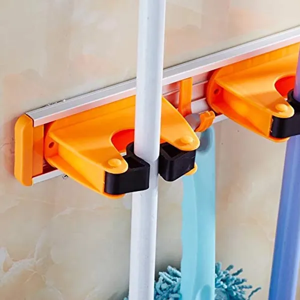 Orange_Mop_Holder_And_Broom_Holder,_4_Slot_Position_With_5_Hooks_Garage_Storage_Holder_Wall_Mounted,Material-Aluminum_(Style-2)