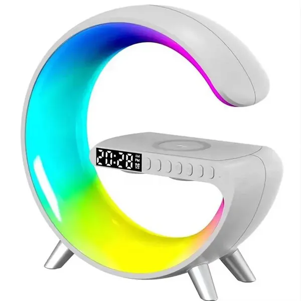 White_Rgb_Lamp_Alarm_Clock_With_Led_Ambient_Desk_Lamp_Night_Light_Wireless_Charger_(Adv)