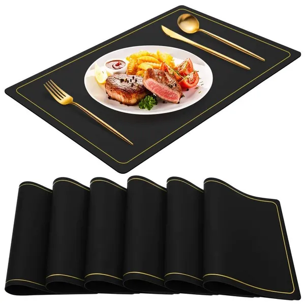 Black_Pu_Leather_Dining_Table_Mat_Waterproof_Heat_Insulation_Placements