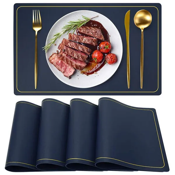 Blue_Pu_Leather_Dining_Table_Mat_Waterproof_Heat_Insulation_Placements