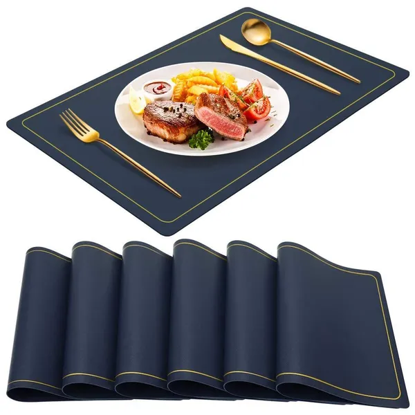 Blue_Pu_Leather_Dining_Table_Mat_Waterproof_Heat_Insulation_Placements