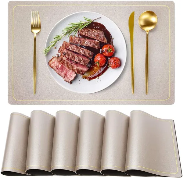 Champagne_Leather_Placemats_For_Dining_Table,_Waterproof_Heat_Resistant_Easy_To_Clean_Non-Slip_Wipeable_Pu_Leather_Place_Mats_Indoor,_Washable_Kitchen_Table_Mats