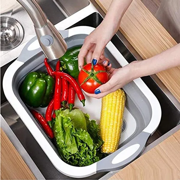 White_Foldable_Vegetable_Sink_Drain_Basket_Home_Kitchen_Sink_Washing_Fruit_Bowl_Vegetable_Basket_Functional_Folding_Cutting_Board_(Chopping_Board)
