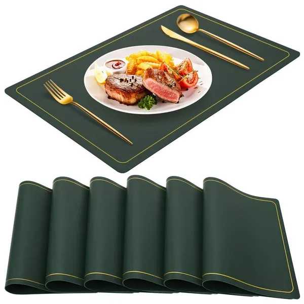 Green_Pu_Leather_Dining_Table_Mat_Waterproof_Heat_Insulation_Placements