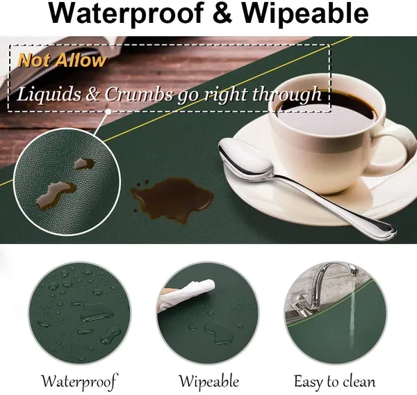 Green_Pu_Leather_Dining_Table_Mat_Waterproof_Heat_Insulation_Placements