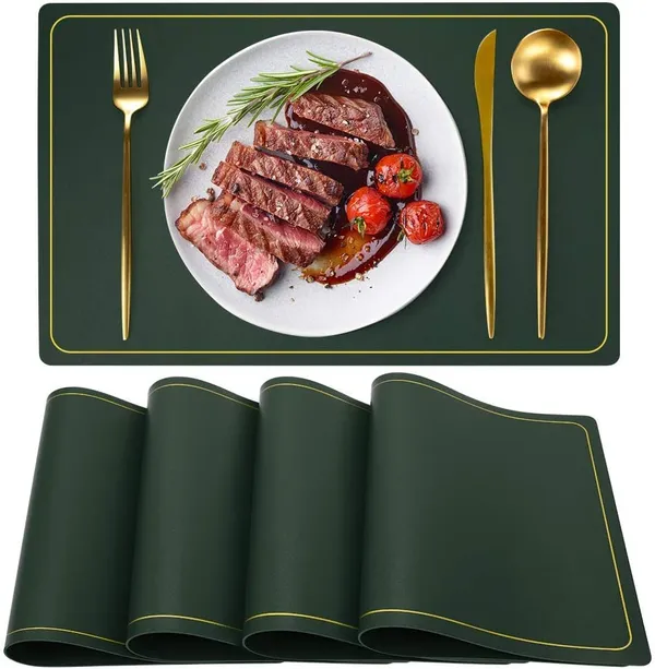 Green_Pu_Leather_Dining_Table_Mat_Waterproof_Heat_Insulation_Placements