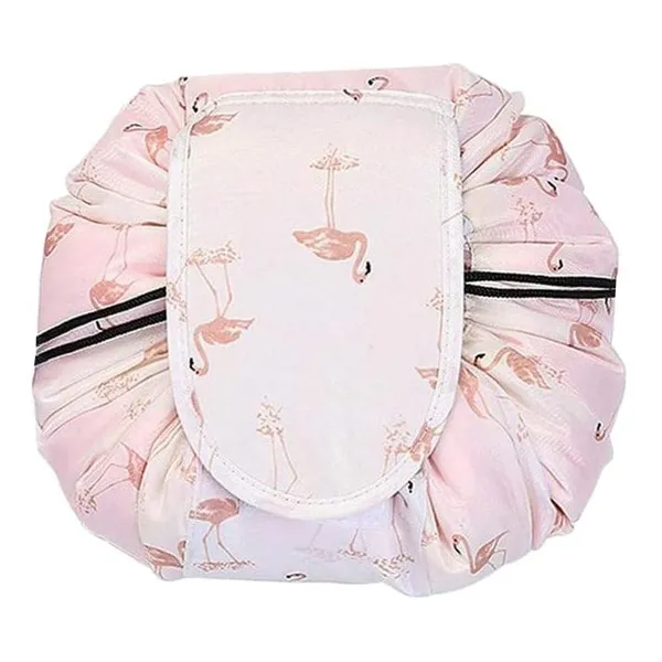 Pink_Women's_Convenient_And_Waterproof_Multifunction_Portable_Lazy_Travel_Cosmetic_Storage_Makeup_Organizer_Toiletry_Bag_With_Drawstrings