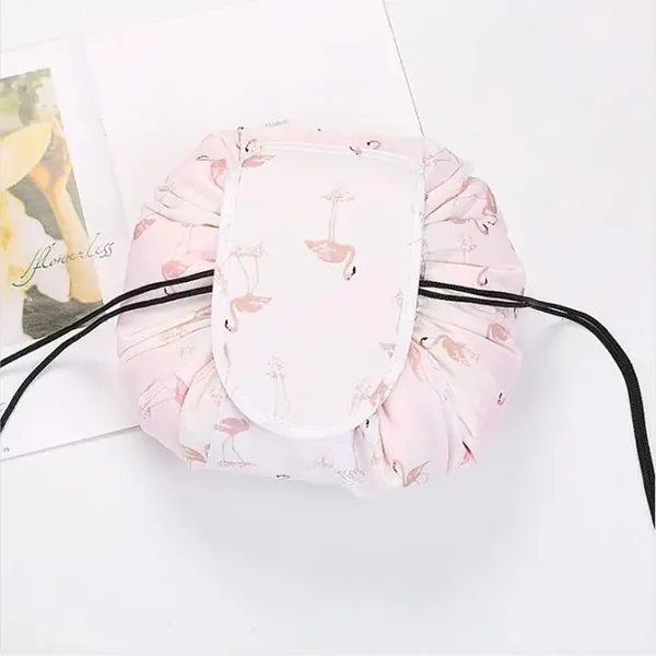 Pink_Women's_Convenient_And_Waterproof_Multifunction_Portable_Lazy_Travel_Cosmetic_Storage_Makeup_Organizer_Toiletry_Bag_With_Drawstrings