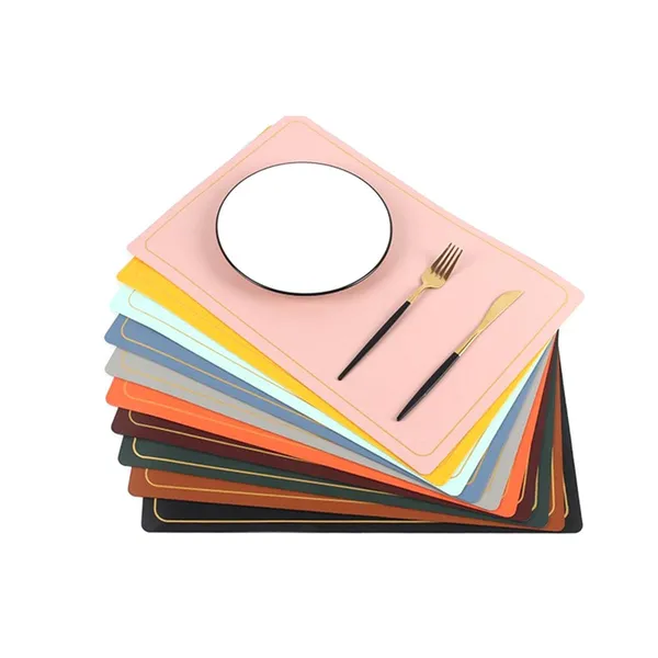 Pink_Pu_Leather_Dining_Table_Mat_Waterproof_Heat_Insulation_Placements