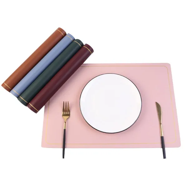 Pink_Pu_Leather_Dining_Table_Mat_Waterproof_Heat_Insulation_Placements