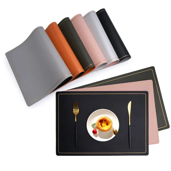Pink_Pu_Leather_Dining_Table_Mat_Waterproof_Heat_Insulation_Placements