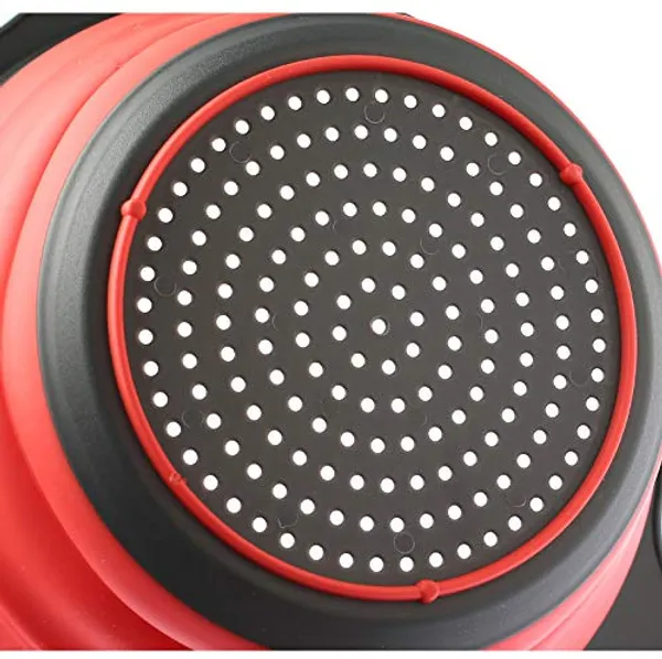Red_2Pcs_Bpa-Free_Silicone_Collapsible_Colander_And_Strainer_Set_With_Handle,Folding_Silicone_Drain_Basket_Vegetable_Basin_Fruit_Basket