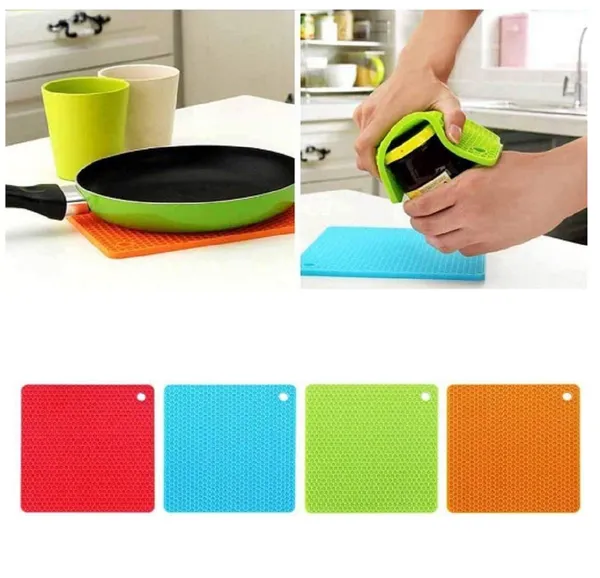 Multicolor_Square_Shape_Silica_Gel_Anti_Hot_Heat_Resistant_Pot_Holder,Car_Dashboard_Anti_Slip_Resistant_Pad_Dining_Table_Mat,Set_Of_2
