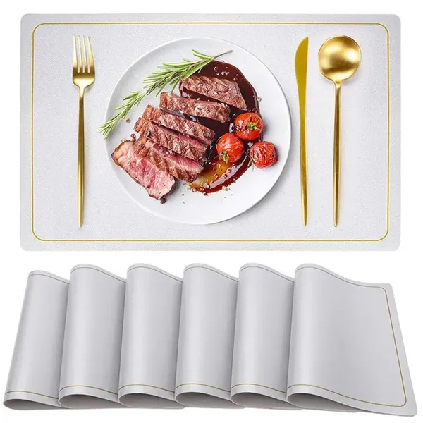 Silver_Leather_Placemats_For_Dining_Table,_Waterproof_Heat_Resistant_Easy_To_Clean_Non-Slip_Wipeable_Pu_Leather_Place_Mats_Indoor,_Washable_Kitchen_Table_Mats