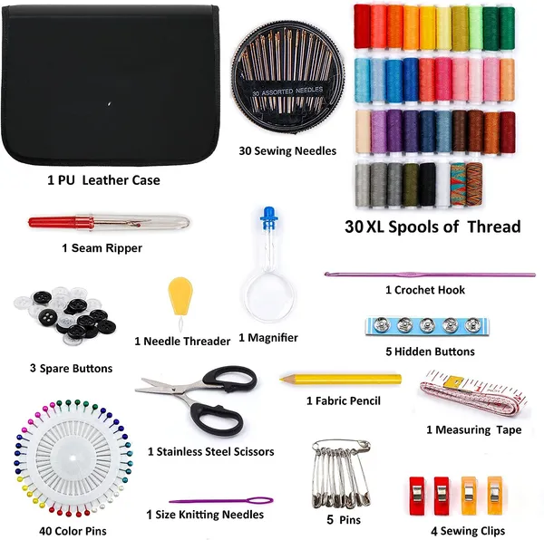 Multicolor_98/126_Sewing_Kit,_Portable_Sewing_Kit_Box_Sewing_Supplies_Accessories_With_Thread_Spools,_Scissors,_Thread_Needles,Tape_Measure_For_Diy