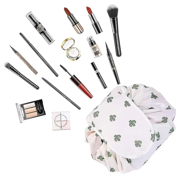 White_Women's_Convenient_And_Waterproof_Multifunction_Portable_Lazy_Travel_Cosmetic_Storage_Makeup_Organizer_Toiletry_Bag_With_Drawstrings