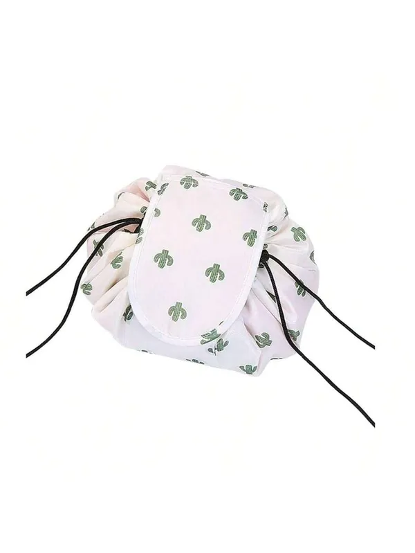 White_Women's_Convenient_And_Waterproof_Multifunction_Portable_Lazy_Travel_Cosmetic_Storage_Makeup_Organizer_Toiletry_Bag_With_Drawstrings