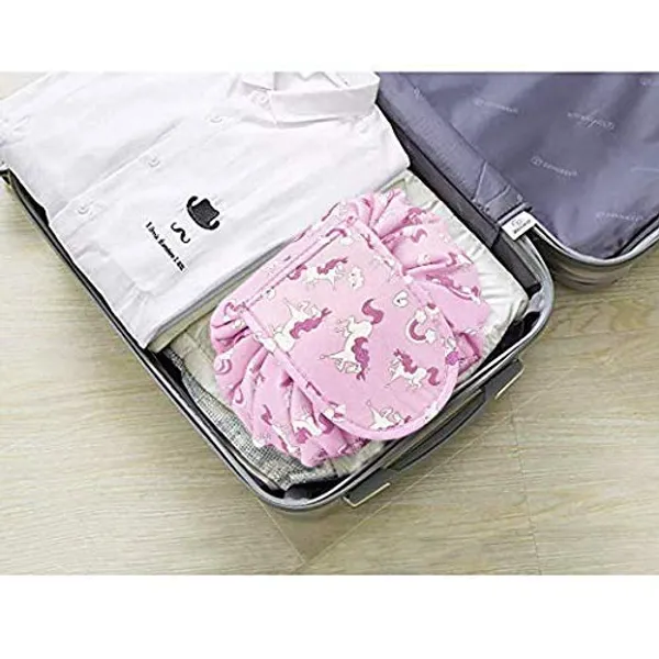 Pink_Horse_Women's_Convenient_And_Waterproof_Multifunction_Portable_Lazy_Travel_Cosmetic_Storage_Makeup_Organizer_Toiletry_Bag_With_Drawstrings