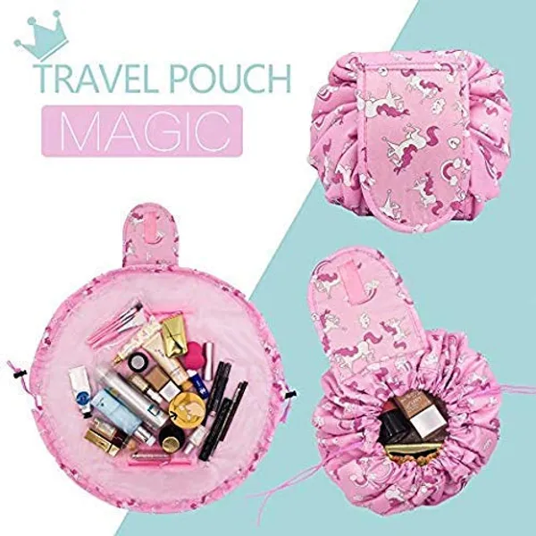 Pink_Horse_Women's_Convenient_And_Waterproof_Multifunction_Portable_Lazy_Travel_Cosmetic_Storage_Makeup_Organizer_Toiletry_Bag_With_Drawstrings