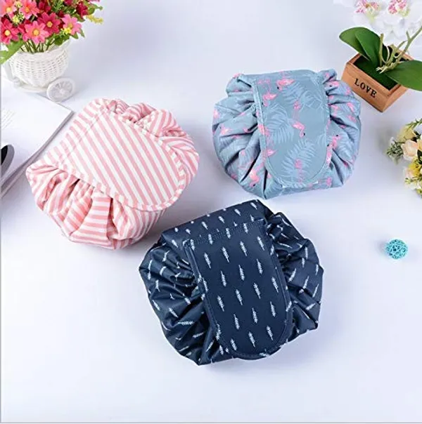 Light_Pink_Women's_Convenient_And_Waterproof_Multifunction_Portable_Lazy_Travel_Cosmetic_Storage_Makeup_Organizer_Toiletry_Bag_With_Drawstrings