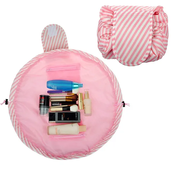 Light_Pink_Women's_Convenient_And_Waterproof_Multifunction_Portable_Lazy_Travel_Cosmetic_Storage_Makeup_Organizer_Toiletry_Bag_With_Drawstrings