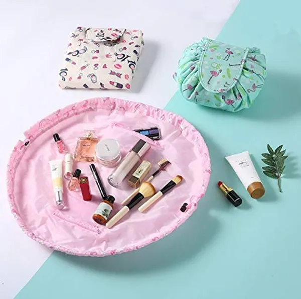 White_Polyester_Convenient_Waterproof_Multifunction_Portable_Lazy_Travel_Cosmetic_Large_Capacity_Storage_Bag_Travel_Pouch_With_Drawstrings_,_12_Cms