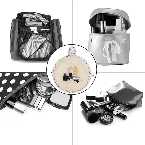 White_Polyester_Convenient_Waterproof_Multifunction_Portable_Lazy_Travel_Cosmetic_Large_Capacity_Storage_Bag_Travel_Pouch_With_Drawstrings_,_12_Cms