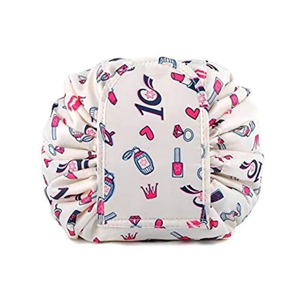 White_Polyester_Convenient_Waterproof_Multifunction_Portable_Lazy_Travel_Cosmetic_Large_Capacity_Storage_Bag_Travel_Pouch_With_Drawstrings_,_12_Cms