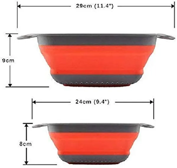 Green_2Pcs_Bpa-Free_Silicone_Collapsible_Colander_And_Strainer_Set_With_Handle,Folding_Silicone_Drain_Basket_Vegetable_Basin_Fruit_Basket