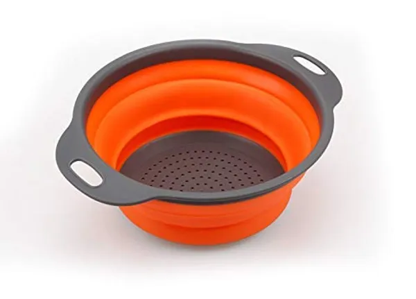 Green_2Pcs_Bpa-Free_Silicone_Collapsible_Colander_And_Strainer_Set_With_Handle,Folding_Silicone_Drain_Basket_Vegetable_Basin_Fruit_Basket