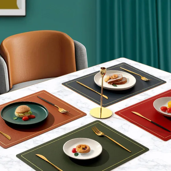 Set_of_6_Orange_Pu_Leather_Dining_Table_Mat_Waterproof_Heat_Insulation_Placements