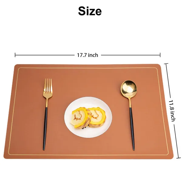 Set_of_6_Orange_Pu_Leather_Dining_Table_Mat_Waterproof_Heat_Insulation_Placements