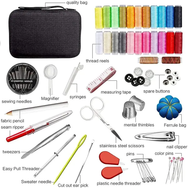 Maharsh_98_Sewing_Kit,_Portable_Sewing_kit_Box_Sewing_Supplies_Accessories_with_Thread_Spools,_Scissors,_Thread_Needles,Tape_Measure_for_DIY
