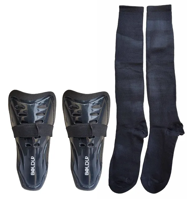 Black_Plastic_&_Foam_Premium_&_Elegant_Football_Shinguard_With_Socks_For_Sports_(Pack_Of_2)