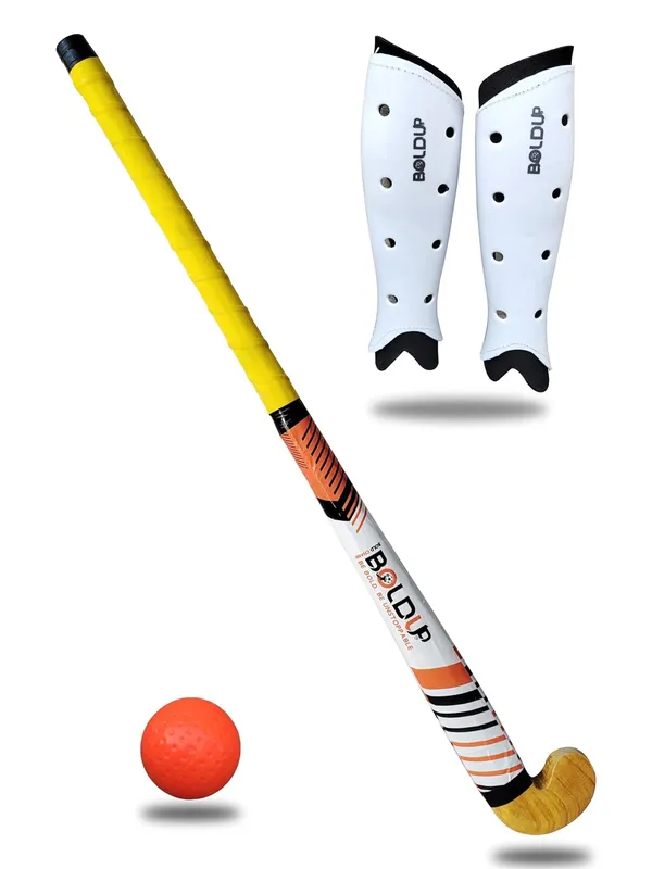 Solid_Wood_Field_Hockey_Stick_Beginner_Practice_Self_Defense_Training_Bat_1_Ball_Shinguard_Multicolor