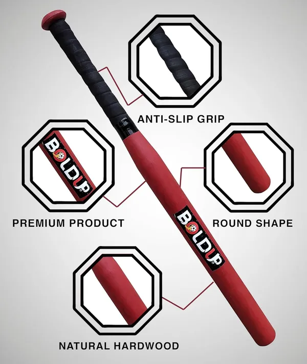 Heavy_Duty_Solid_Wooden_Hockey_Stick_36_Weighted_Practice_Self_Defense_Bat_Combo_Of_2_Bassbat_Red_Hockey