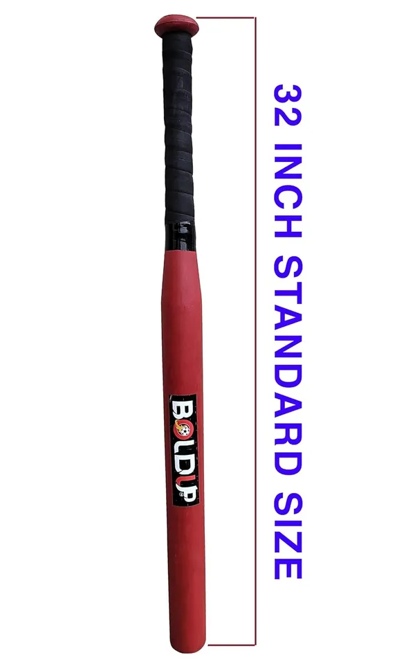 Heavy_Duty_Solid_Wooden_Hockey_Stick_36_Weighted_Practice_Self_Defense_Bat_Combo_Of_2_Bassbat_Red_Hockey