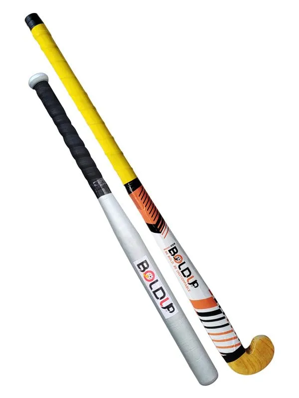 Heavy_Duty_Solid_Wooden_Hockey_Stick_36_Weighted_Practice_Self_Defense_Bat_L_36_Inch_Combo_Of_1_Bassbat_Silver_1hockey_Stick