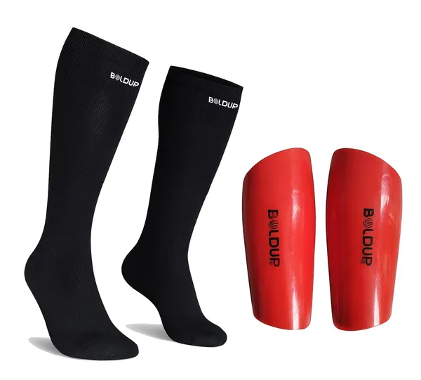 Football_Shin_Guard_With_Stocking_Socks_Combo_Lightweight_Plastic_Leg_Guards_With_Eva_Foam_Padding_For_Kids_Girl_Boys_Red_Left_Right_Socks