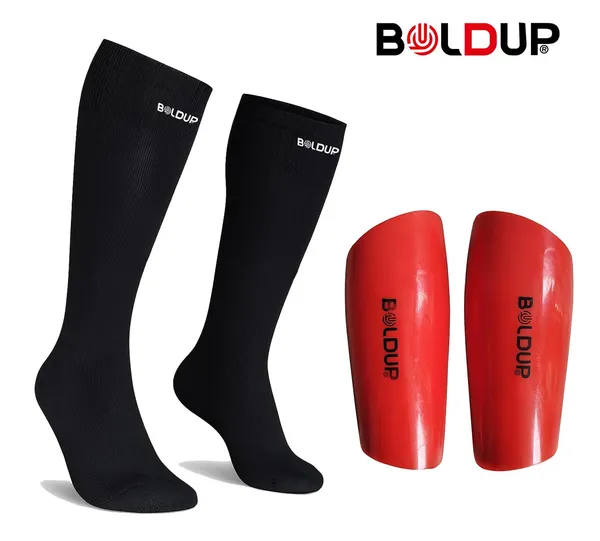 Football_Shin_Guard_With_Stocking_Socks_Combo_Lightweight_Plastic_Leg_Guards_With_Eva_Foam_Padding_For_Kids_Girl_Boys_Red_Left_Right_Socks