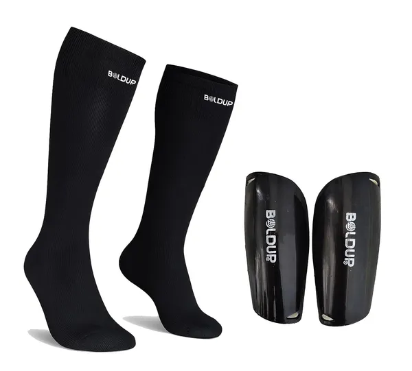 Football_Shin_Guard_With_Stocking_Socks_Combo_Lightweight_Plastic_Leg_Guards_With_Eva_Foam_Padding_For_Kids_Girl_Boys_Black_Left_Right_Socks