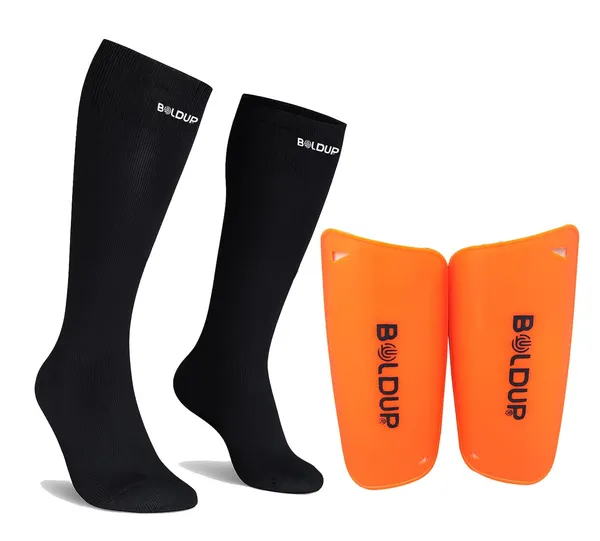 Football_Shin_Guard_With_Stocking_Socks_Combo_Lightweight_Plastic_Leg_Guards_With_Eva_Foam_Padding_For_Kids_Girl_Boys_Orange_Left_Right_Socks