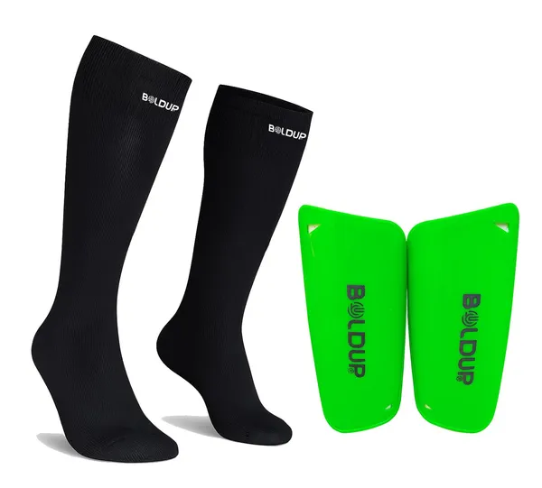 Football_Shin_Guard_With_Stocking_Socks_Combo_Lightweight_Plastic_Leg_Guards_With_Eva_Foam_Padding_For_Kids_Girl_Boys_Green_Left_Right_Socks